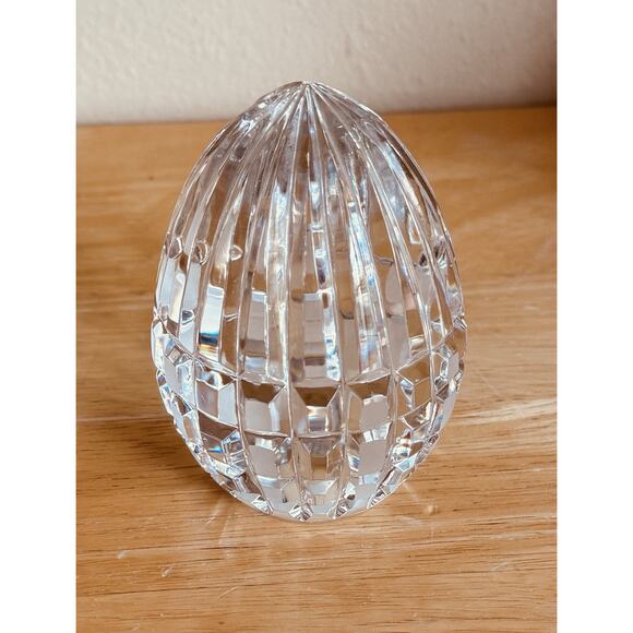 Hand Cut Lead Crystal Egg Poland Decor Paperweight Polonia Easter Figurine Heavy - Picture 10 of 10